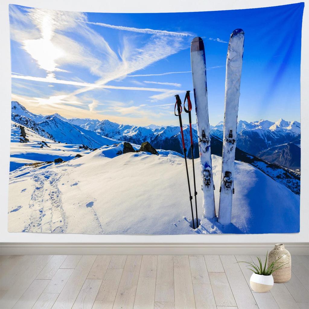 Snow Mountain Scenery Tapestry Extreme Sport Tapestry Skiing Travel Tapestry Home Living Room Dorm Bedroom Decoration Tapestries