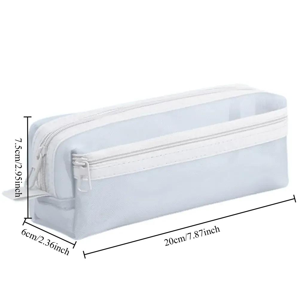 Square Mesh Pencil Case Double-layer Large Capacity Pencil Case Can Enter The Exam Room Pencil Case for Students