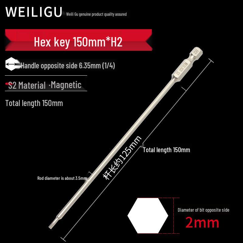 Electroplated Anti-Rust Hex Bit Set, S2 Steel, Extended Pneumatic Air Driver, Hex Socket Screwdriver.