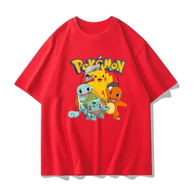 Potdemiel Summer New Pikachu Print Children's T-Shirt Suitable for Boys and Girls