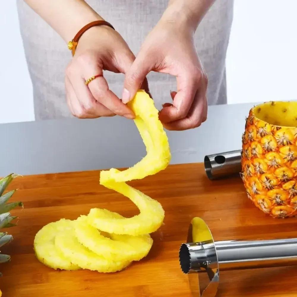 Stainless Steel Spiral Pineapple Peeler & Cutter - Easy To Use Professional Kitchen Tool for Perfect Slices