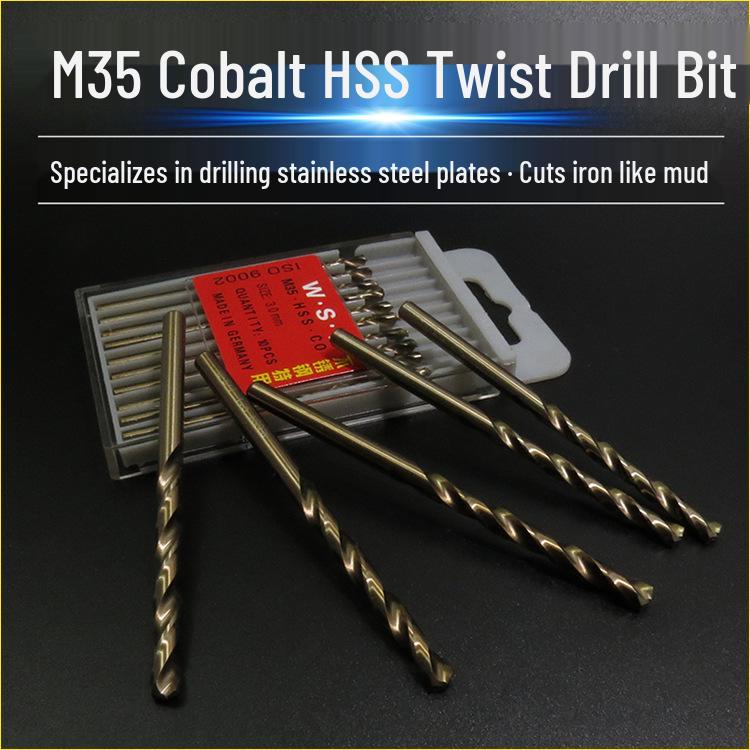 Cobalt Twist Straight Shank Drill Bit Set for Stainless Steel Metal - High-Speed Steel Rotary Hand Drill Bits
