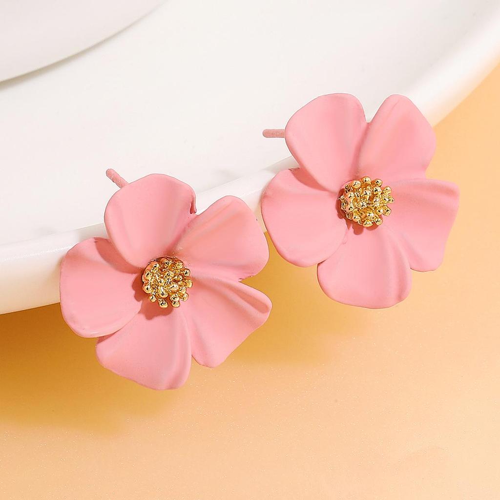 Trendy Multicolor Flower Drop Earrings for Women – Elegant & Slimming European/American Style