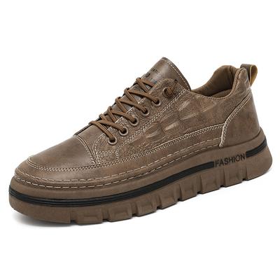 New Spring Men's Casual Walking Style Shoes Brown Black Leather Casual Flat Shoes Men's Sports Shoes