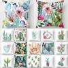 Tropical Cactus Summer Plants Pattern Double-sided Printed Pillow Cover Short Plush Suitable Living Sofas Throw Cushion Cover