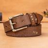 Handmade Men's Genuine Leather Pin Buckle Belt: Pure Cowhide, Casual Retro Design for Students, Middle-aged, and Young People, Trendy Denim Accessory.