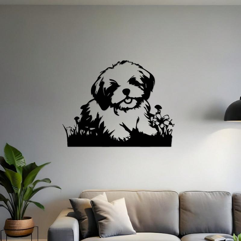 Heavy Duty Black Metal Wall Art Laser Cut Modern Dog Design for Living Room Bedroom Office Decor