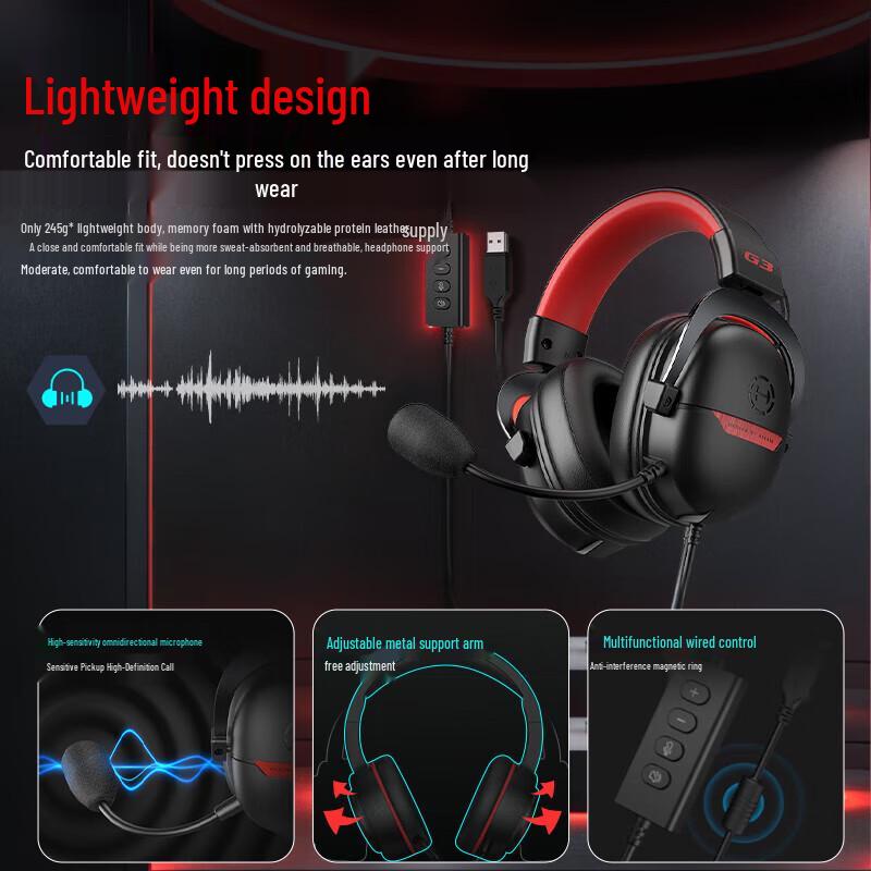 Edifier G3 Wired Gaming Headset with Virtual 7.1 Surround Sound