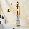 Gold Bathroom Faucet Brass and Ceramic Rose Gold Basin Faucet Deck Mounted Bathroom Water Tap Hot & Cold Mixer Tap Sink Faucet