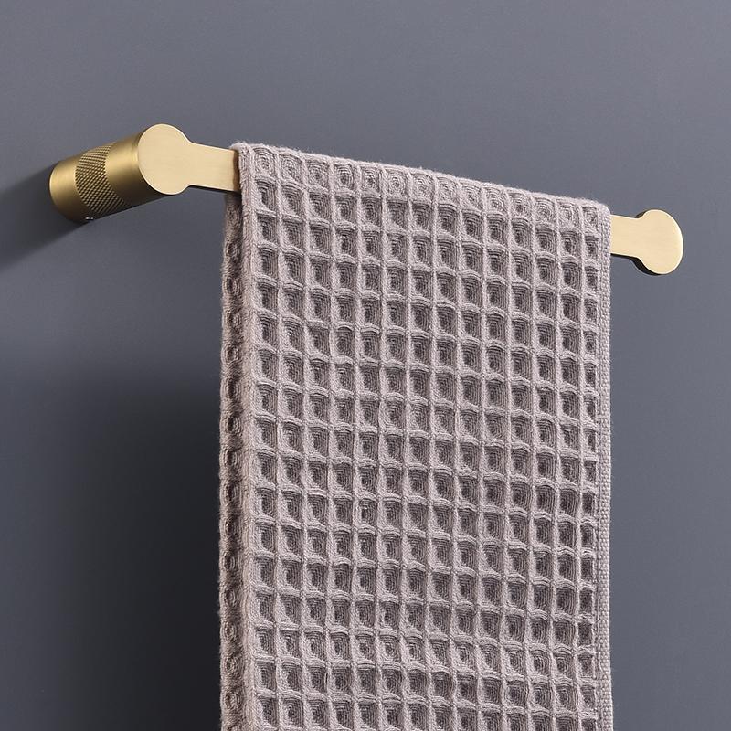 Brushed Gold Bathroom Accessories Towel Bar Bath Robe Hook Brass Knurled Bathroom Hardware Set Shelf for Towels Paper Tissue Hol
