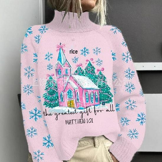 2026 Abstract Print Christmas Cloak Coat