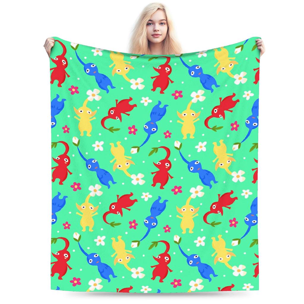 ALL Pikmin Warm Soft Blanket  Kids Adult Plush Throw Blanket Funny Couch Chair Flannel Bedspread Sofa Bed Cover