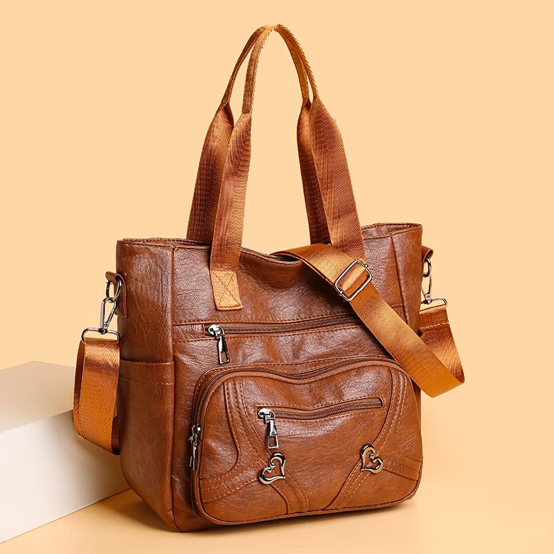 2026 New Large-capacity Soft Leather Fashi Shoulder Middle-aged Mother Bags Retro Simple PU High-end Portable Bag Sac A Main