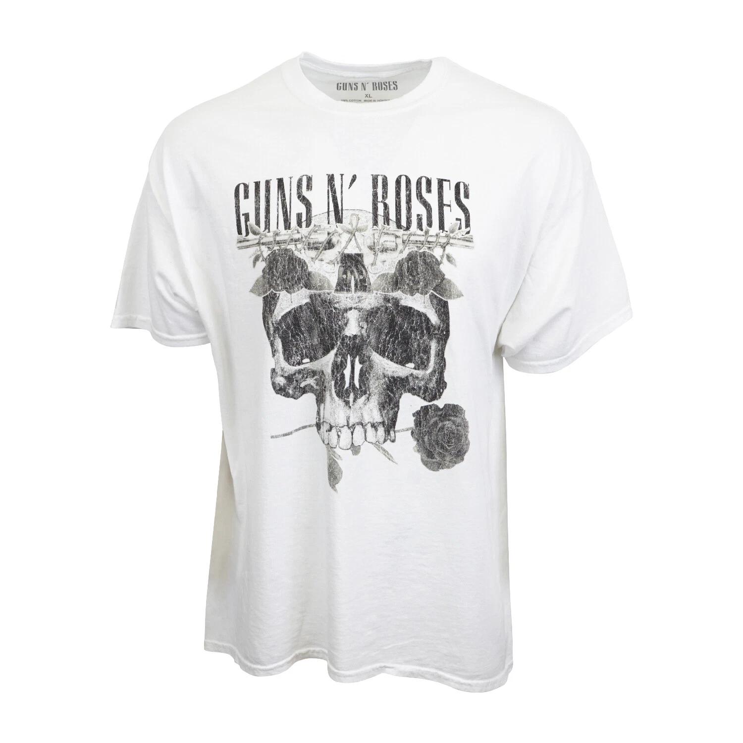 GUNS N ROSES MENS SKULL ROSE WHITE T SHIRT XXXL