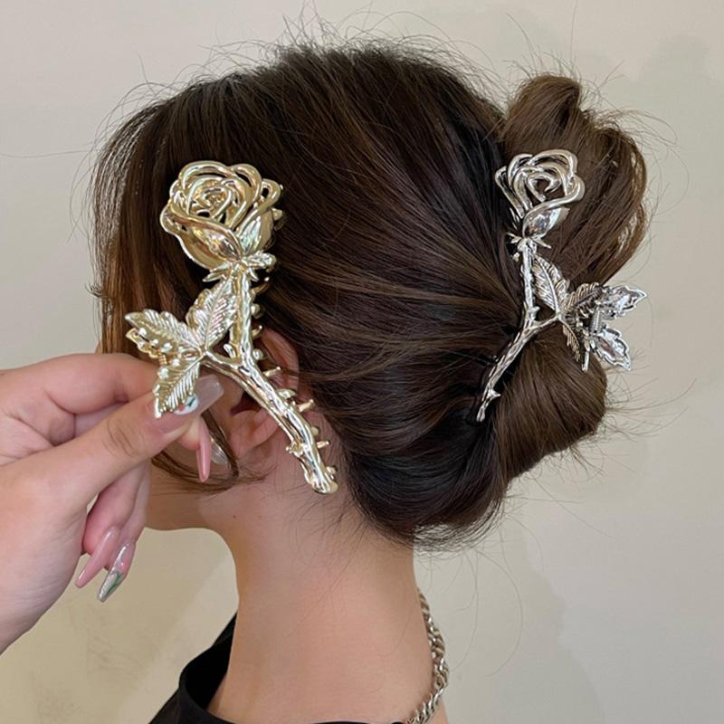 

Женские полые металлические заколки для волос с цветком розы, элегантные украшения для волос, заколки