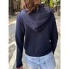 Modische und schlichte einfarbige Sweatshirt-Jacke mit langen Ärmeln, Woll-Damenbekleidung, 2025 Herbst und Winter, mit Kapuze, kurz, vielseitiges Oberteil