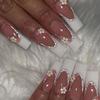 French Camellia Nail Art Stickers - Glittering Fake Nails, Gentle & Pure, Set of 24