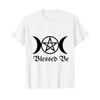 Blessed Be Wiccan Pagan Triple Moon Goddess T Shirt Vintage Washed Stretched Homme Soft Streetwear Graphic Stylish Breathable