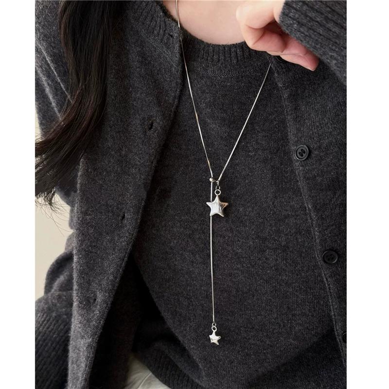 Personalized Punk Star Pendant Adjustable Snake Chain Necklace For Men Women Y2K Fashion Trend Rock Party Grunge EMO Accessories