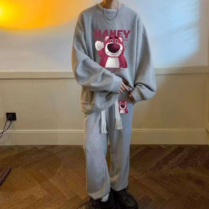 Harajuku Trendy Men's Casual Hoodie & Pants Set - Fashionable, Creative Design, Sporty Two-Piece