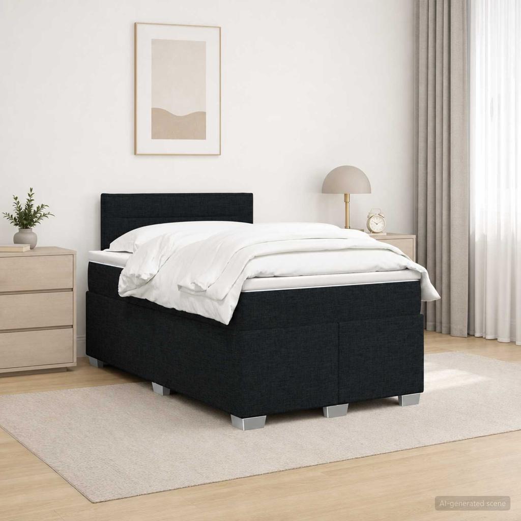 Box Spring Bed with Mattress Black 120 x 190 cm Fabric