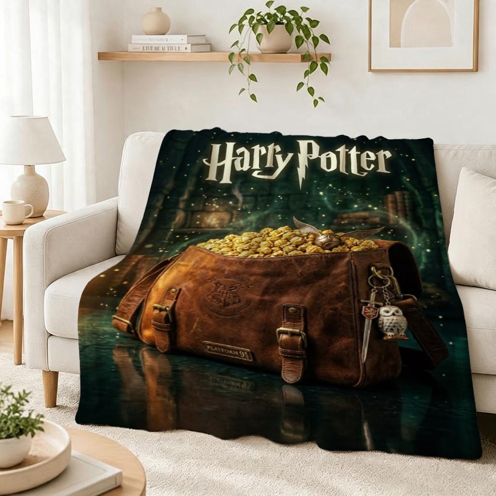 Harry Potter'S Magical World Pattern Theme Flannel Blanket Allseason Fleece Blanket For Bedroom Sofa Bed Home Decor Christmas Gift