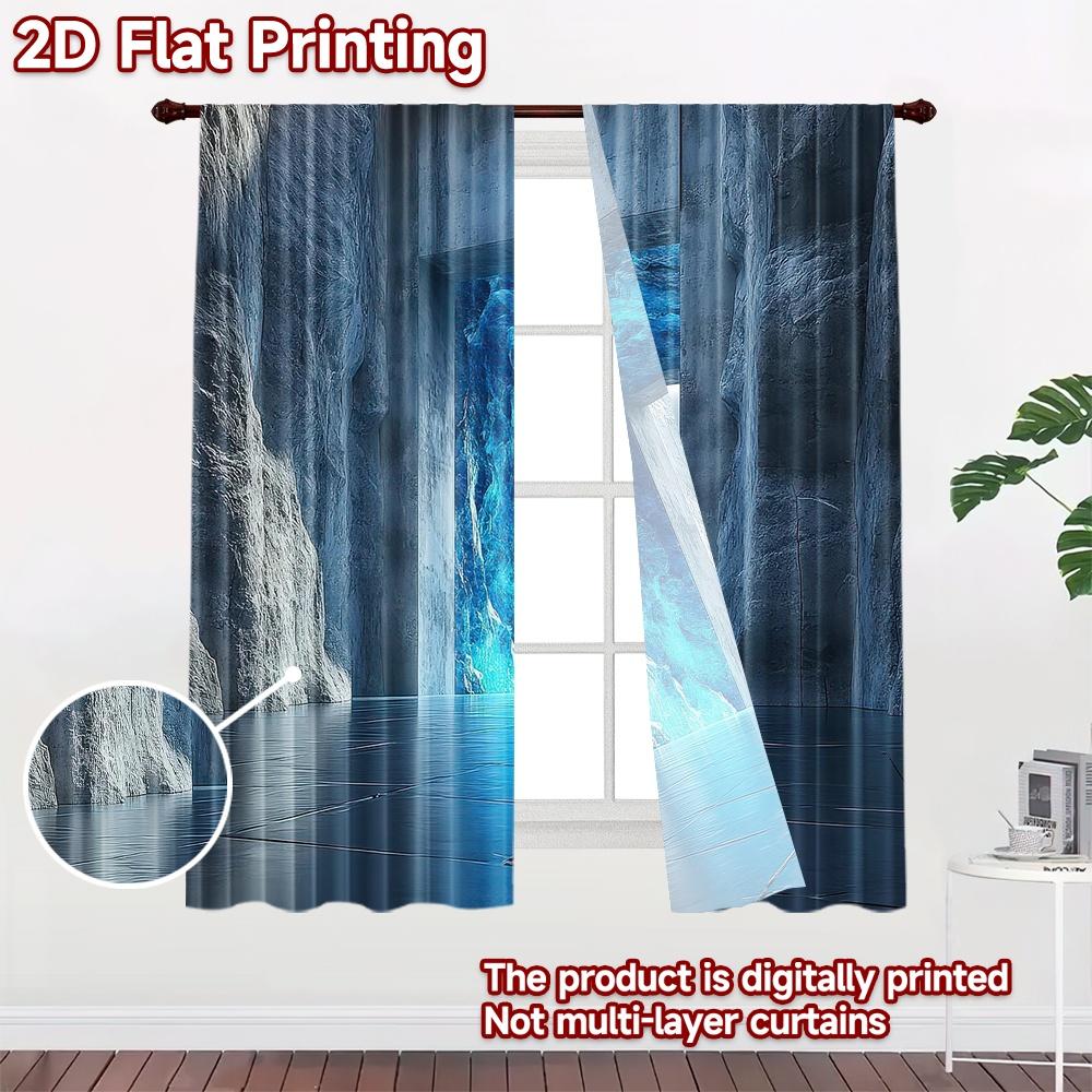 2D flat Photography Backdrop Background Banner Blue Ice Stone Passage 100% Polyester Family Party for Suitable for indoor