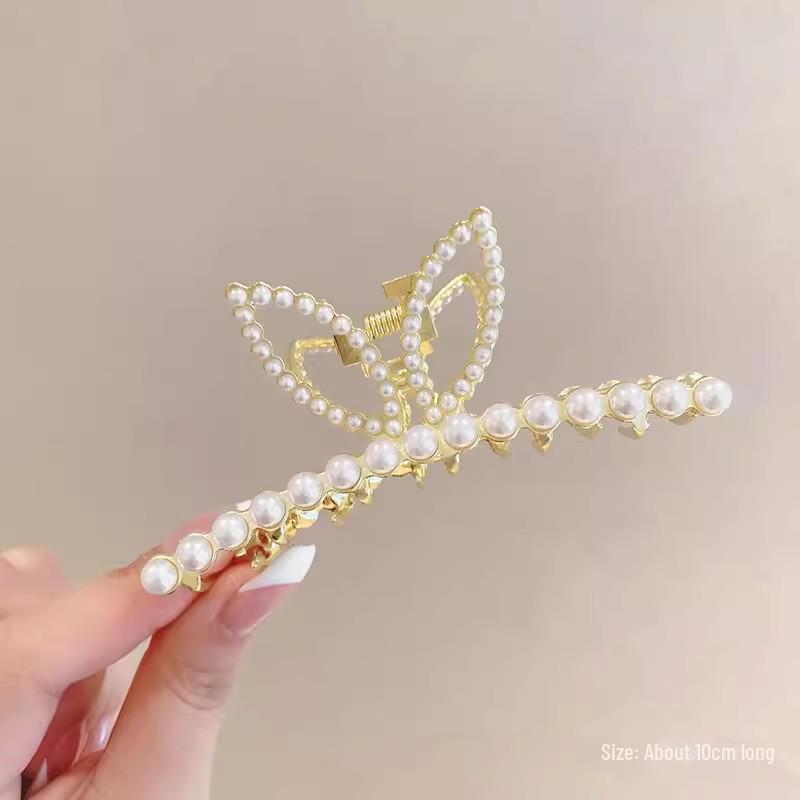 High-End Women's Rhinestone Hair Shark Clip - Large, Stylish, and Trendy Hairpin