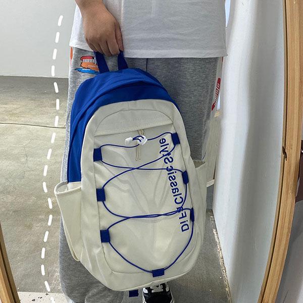 Men's and Women's Cool Schoolbag Street Style Simple Contrast Color Student's Backpack Casual Versatile Large Capacity Backpack