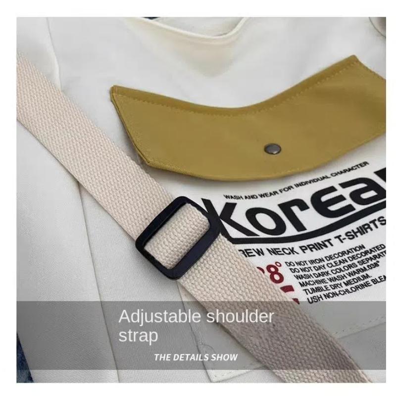 Large Capacity Women Tote Canvas Handbag Schoolbag Female University Portable Shoulder Bag Rectangular Shopping Beach City College Korean Popular