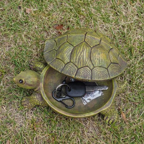 Simulation Turtle Jewelry Storage Box with Lid Resin Tortoise Trinket Keys Organizer Container Animal Statue Figurine Desktop Decoration Ornament