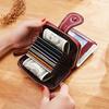 Women's Retro Oil Wax Leather Accordion Wallet with Multi-Card Slots and Zipper