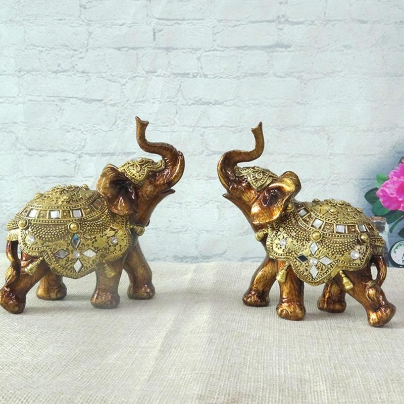 Lucky Elephant Statue Sculptures Decorative Animal Figurines Table Ornament Symbols Wealth Career Home Decorations