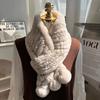 Korean Real Rex Rabbit Fur Woven Scarf Double-sided Thickened Warm Fur Scarf Cute Ball Fur Collar Children