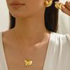 Vacation Stainless Steel Ocean Element Shell Heart Bow Flower Earrings Necklace Women's Beach Jewelry Set