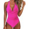 New European and American Swimsuit Women's Halter Sexy Cross-color Swimsuit