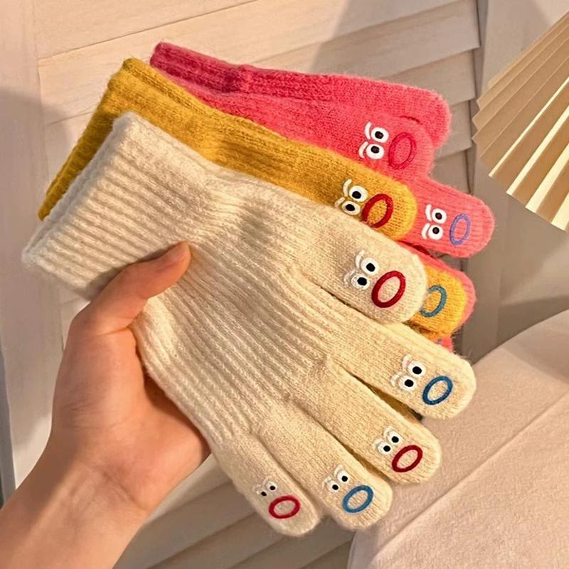 WTEMPO 1Pair Couple Warm Plush Gloves Outdoor Cycling Touch Screen Soft Gloves Autumn Winter Cold-proof Windproof Full Finger Gloves