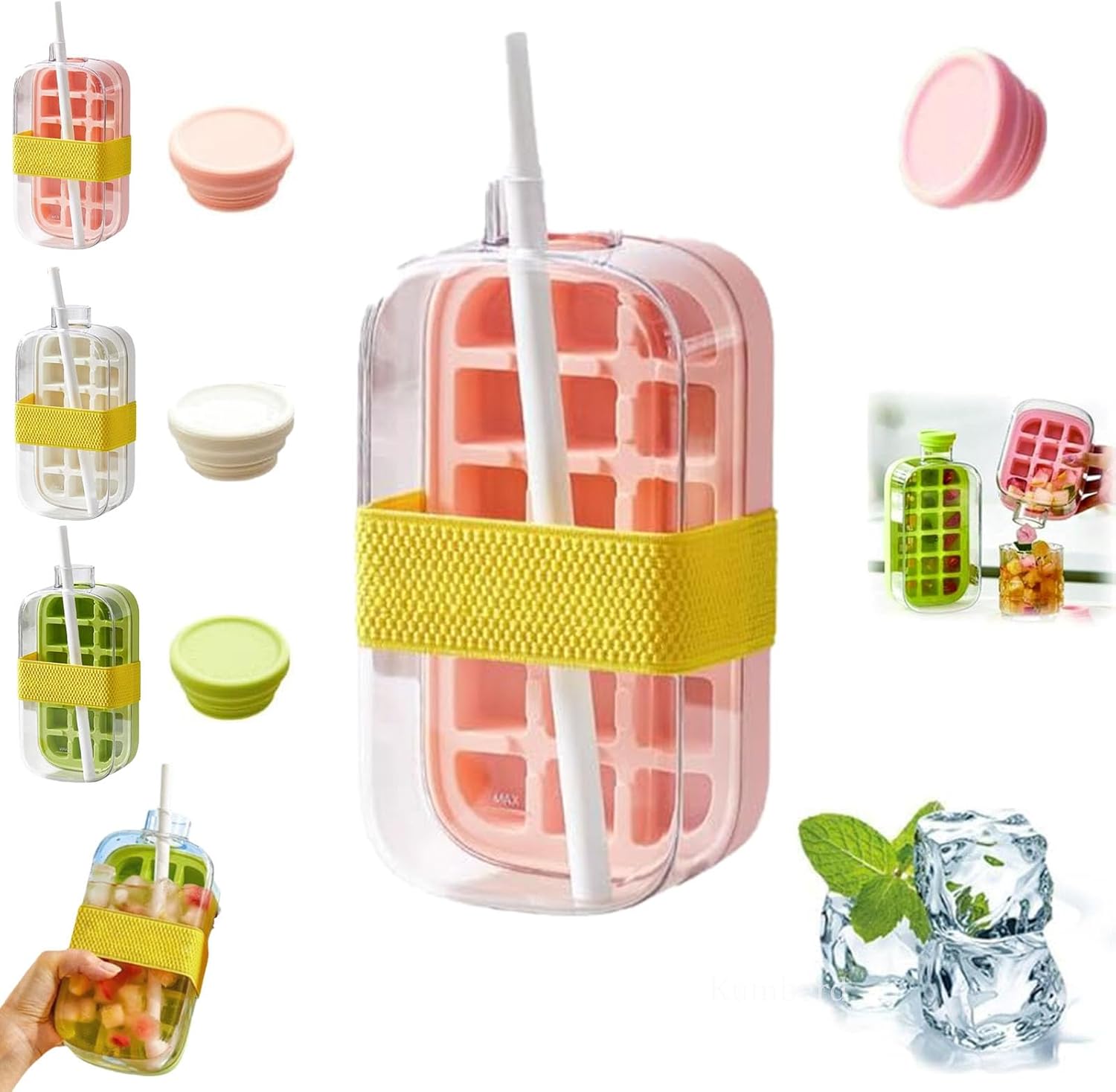 

My Crush Cup Ice 2-в-1 Cool Summer Ice Bottle Cup с трубочкой, бесконтактные формочки для льда с крышкой для заморозки, бутылки 800ml розовый