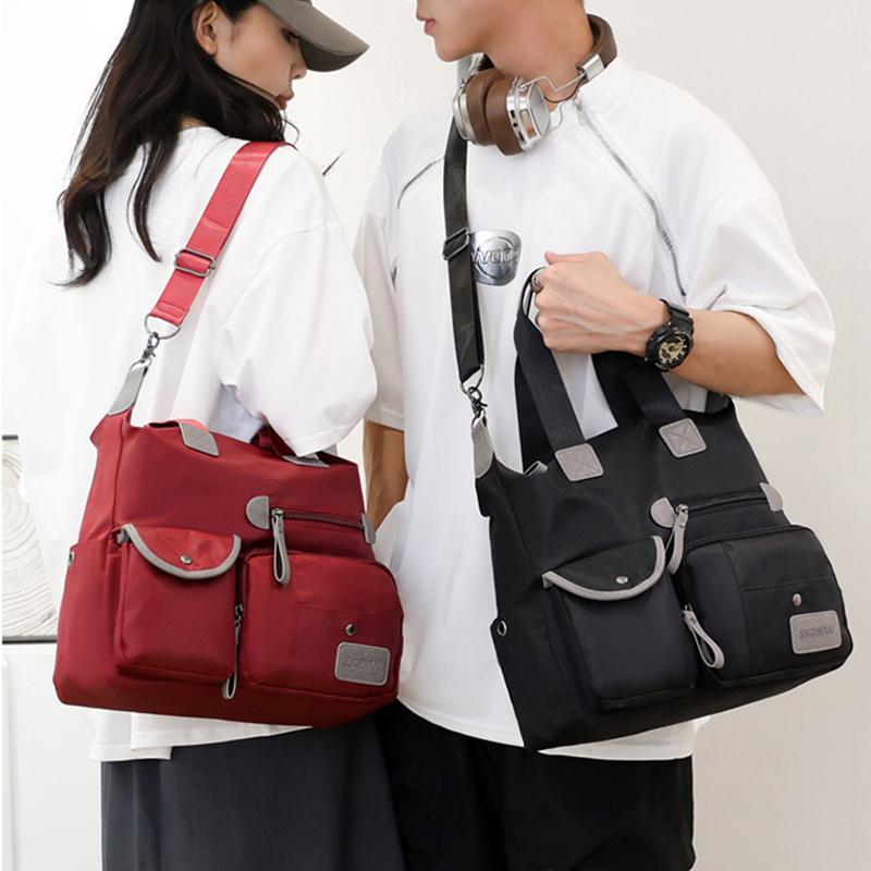 Women Multifunction Shoulder Messenger Bag Nylon Crossbody Bags Water-Repellent Handbags Large Capacity Travel Tote Bags