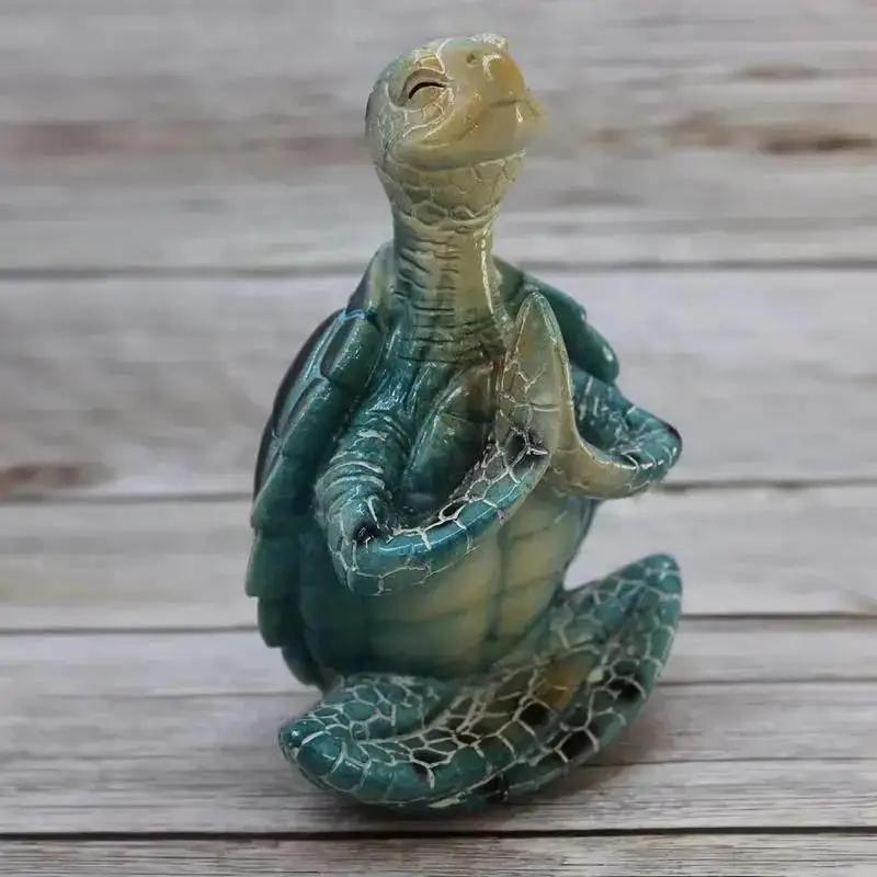 Yoga Statue Figurine Peacefulness Meditating Sea Turtle Statue Decorations For Buddha Meditating Sea Turtle Miniature Figurine