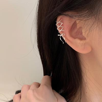 1 Paire Exquis Ruban Nœud Boucle d'Oreille Clip Pour Femmes Filles Minimaliste Sans Perçage Manchette d'Oreille Bijoux Cadeaux