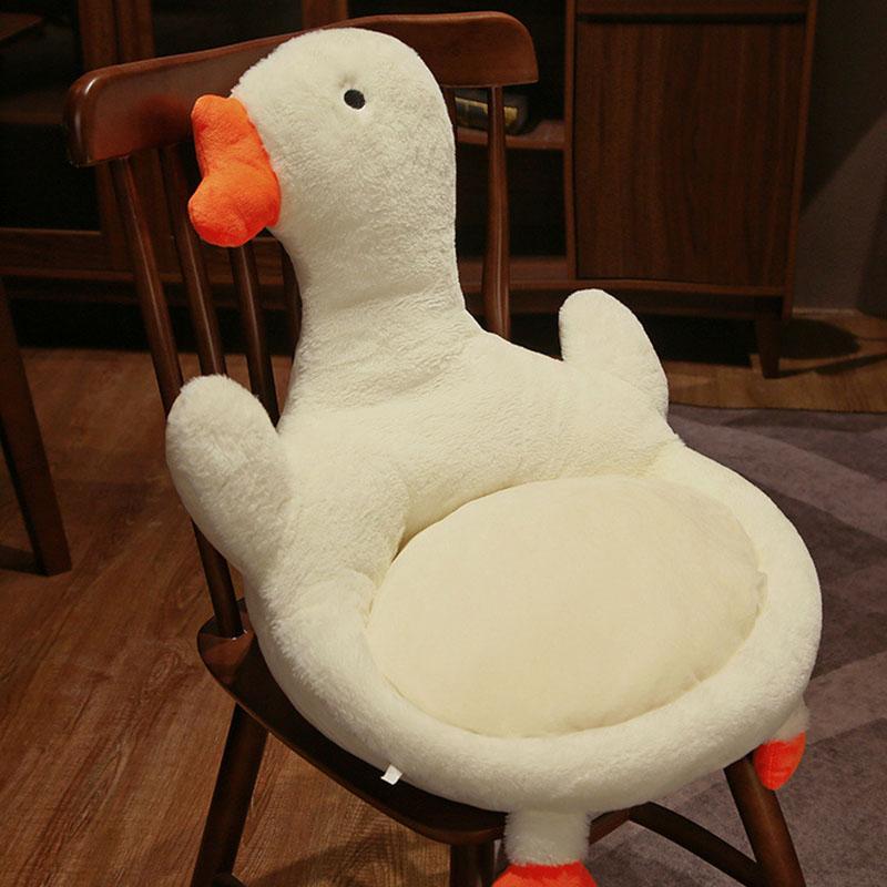 

Cartoon Goose Plush Cushion With Backrest Detachable Washable Office Chair Cushion For Sitting Soft Non-Slip Sedentary Artifact 50x50x50cm