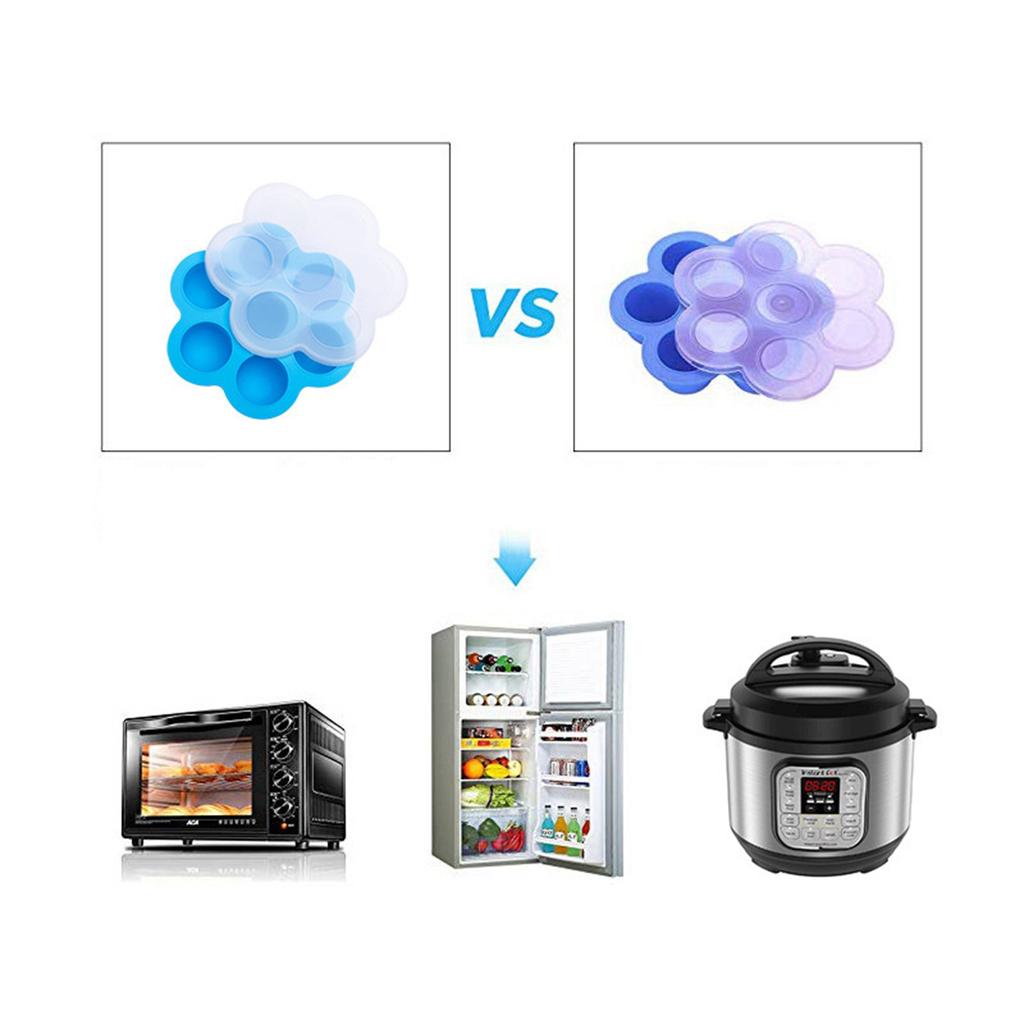 Baby Food Freezer Tray 7 Holes Safe Silicone Food Storage Container Fruit Ice Tray with Lid Green