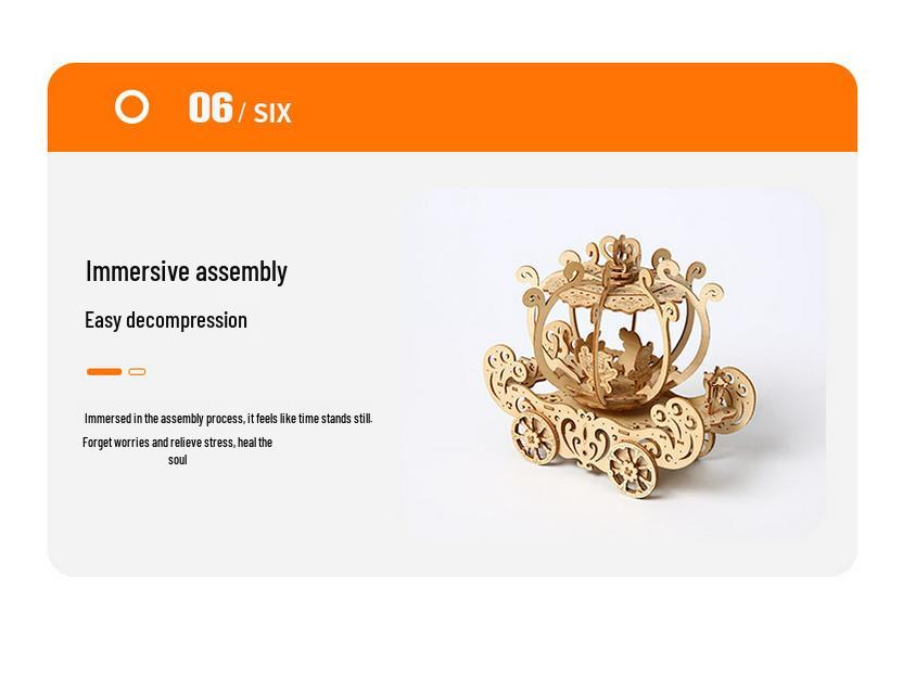 3D Wooden Pumpkin Carriage Puzzle: Handmade, High-End Children's Educational Toy and Ornament