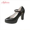 Fashion Aphixta Black Mary Janes Shoes Buckle Pimp 9cm Spike heels Pumps Office Women Shoes Pointed Toe Lady Classic Pumps