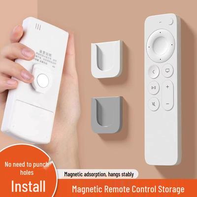 Wall-Mounted Magnetic Remote Control Holder for TV, Air Conditioner, and Power Strip - Adhesive, No-Punching, Traceless Hook.