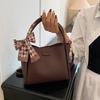 Minimalist Pu Leather Bucket Bag Solid Color Women 's Handbag Temperament Crossbody Bag  Portable
