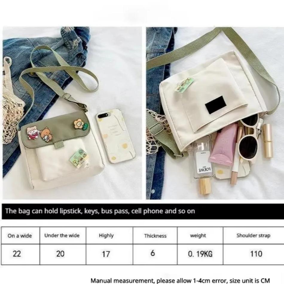 1 Stück Leinwand Kleine Tasche Damen Individuell Umhängetasche Niedlich Student Koreanischer Stil Einzelne Handytasche Schultertasche