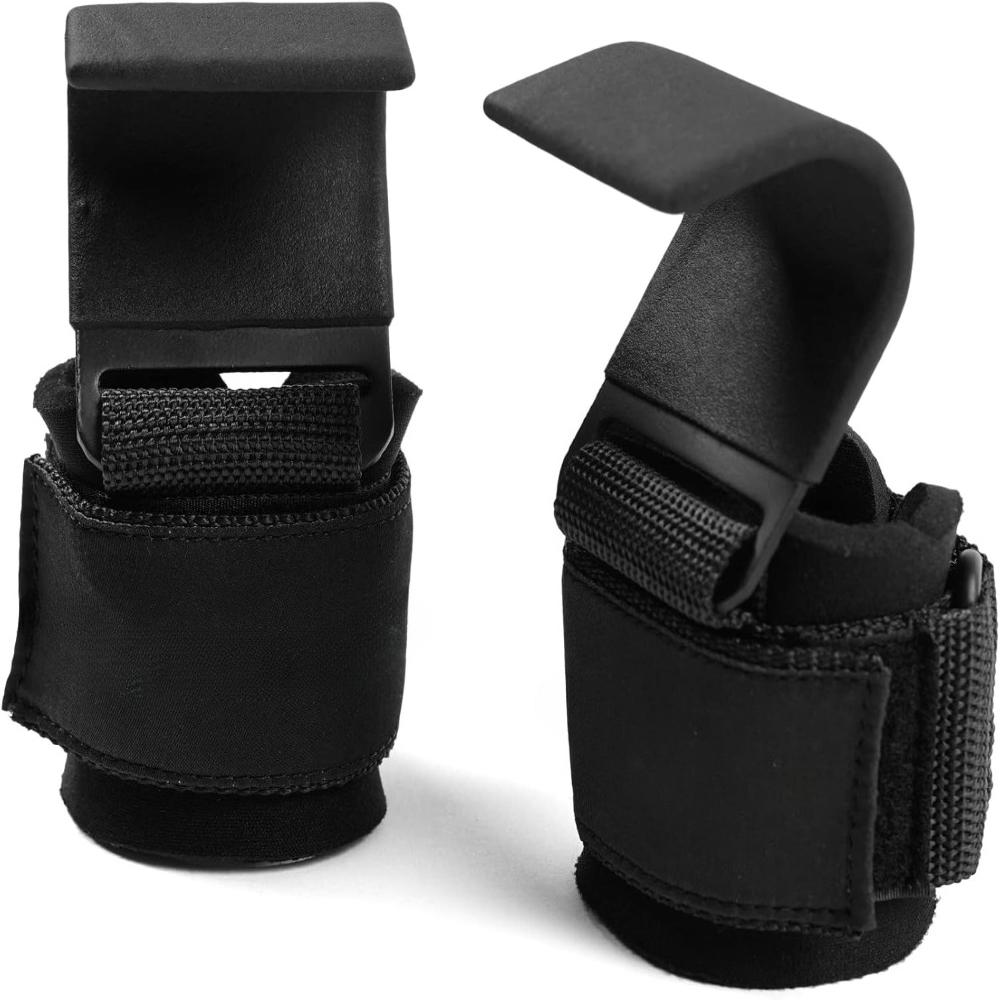 

Weight Lifting Hooks (Pair), Heavy Duty Power Wrist Straps Hand Grip Support for Deadlifts, Pull Ups, Shrugs - Gym Gloves for Men and Women чёрный