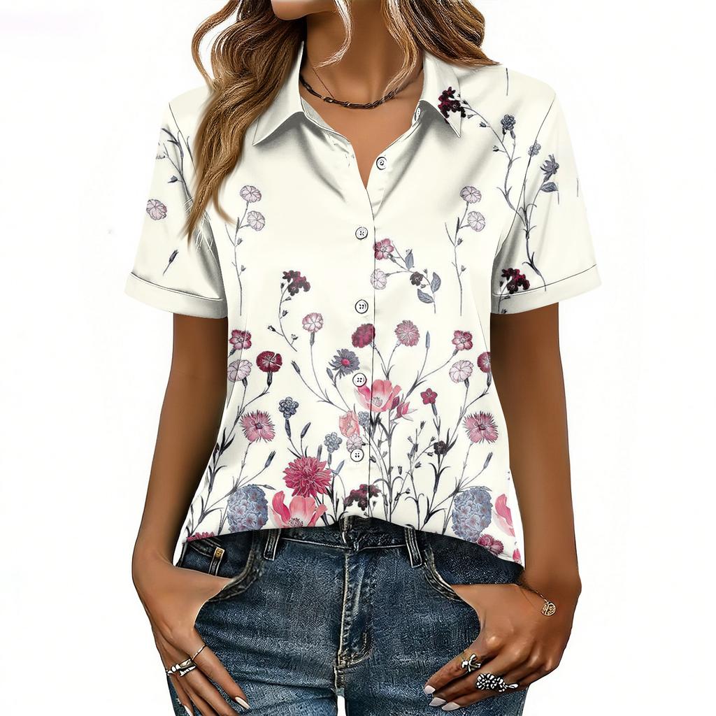 Dames satijnen blouse met korte mouwen, zijden tops, blouses met knoopsluiting, zakelijke casual outfits